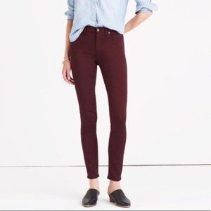 Madewell 10 inch high rise skinny red velvet pants